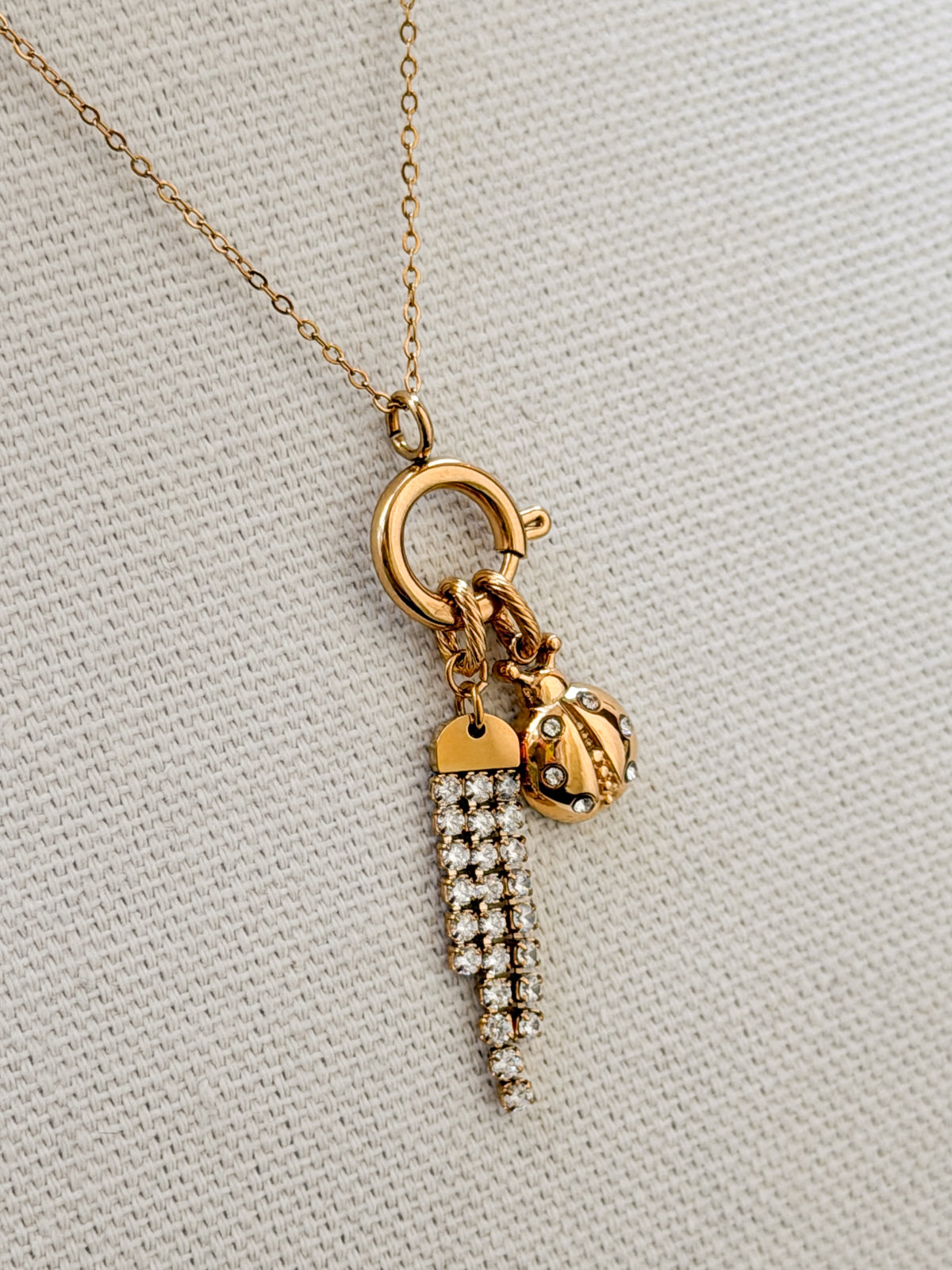 Rhinestone Lady Bug Charm