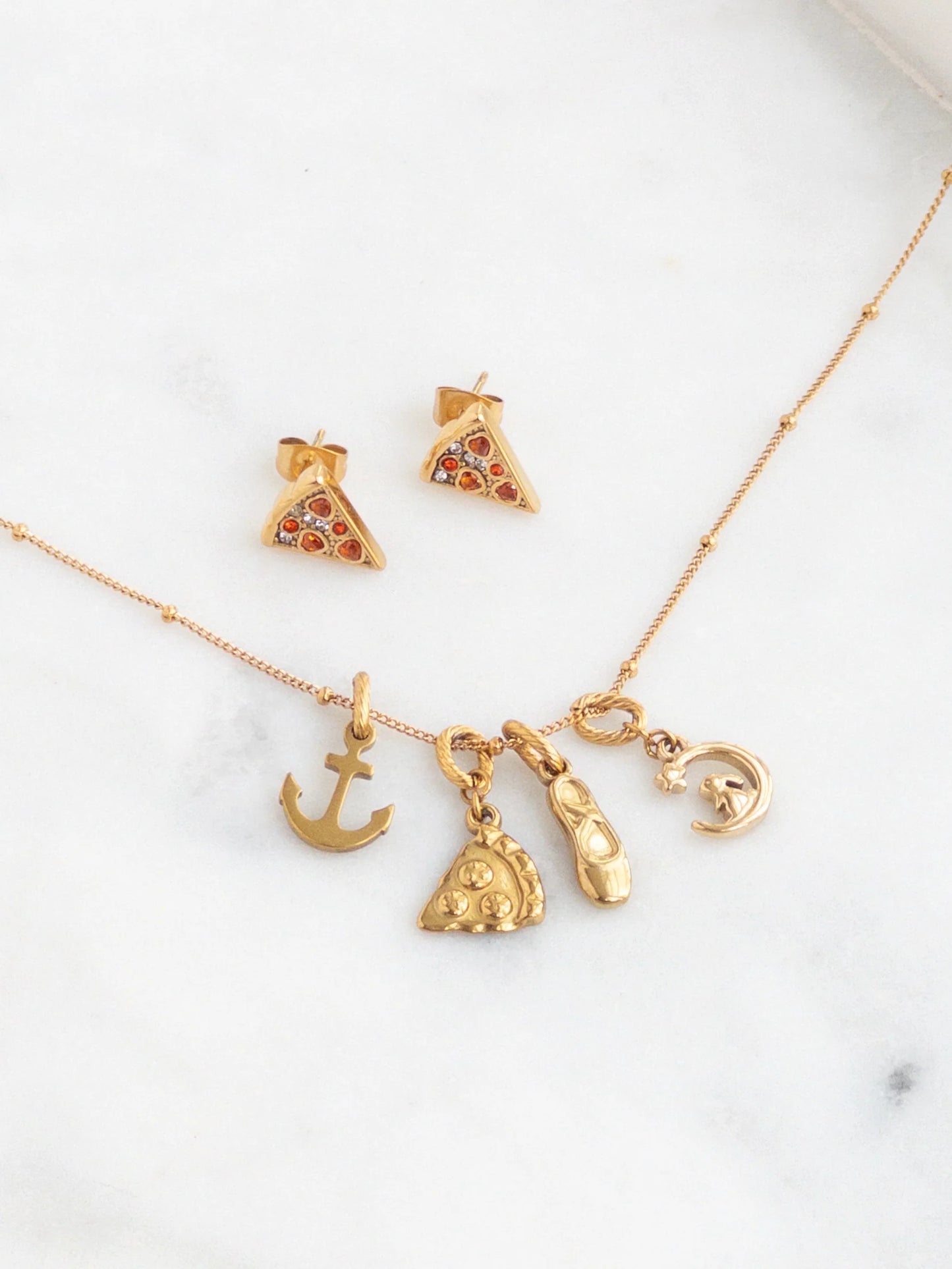 Rhinestone Pizza Earrings