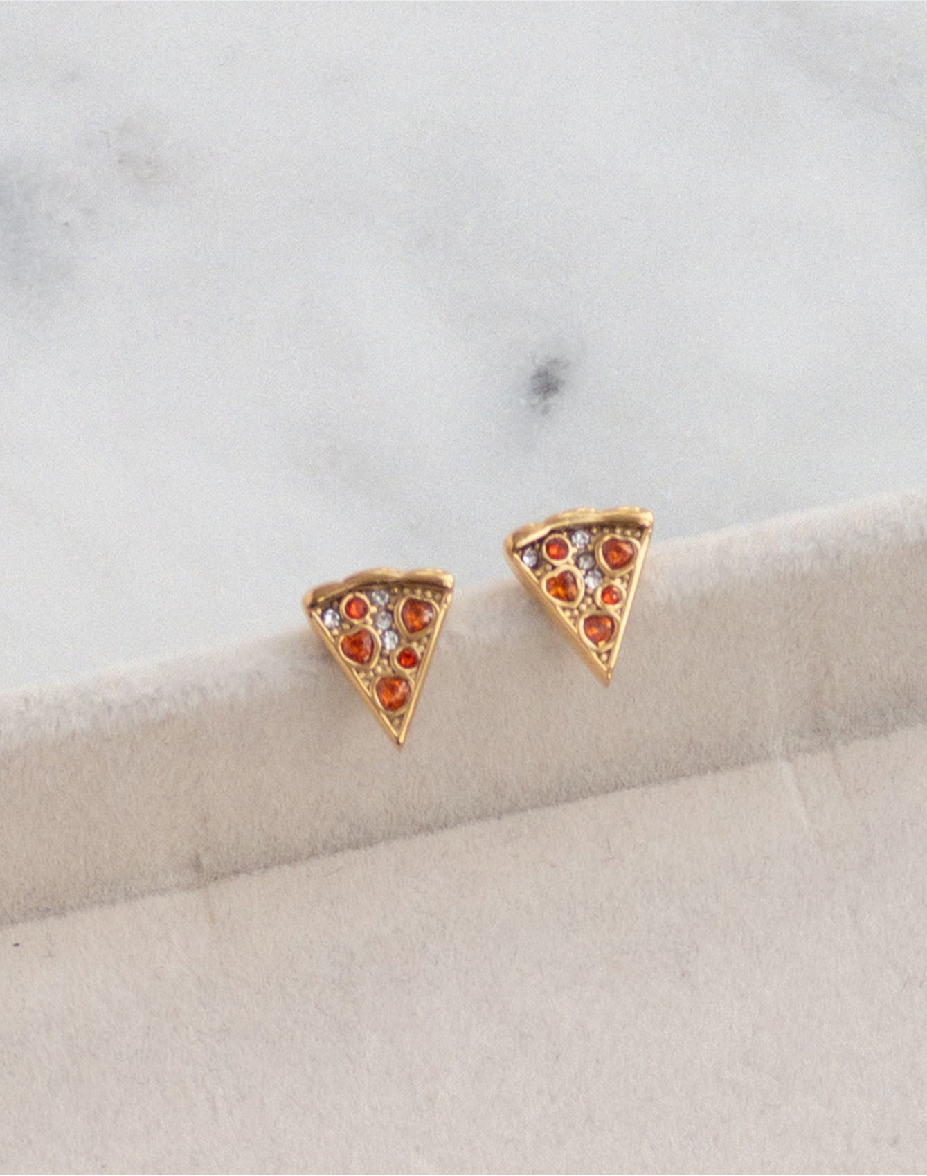 Rhinestone Pizza Earrings