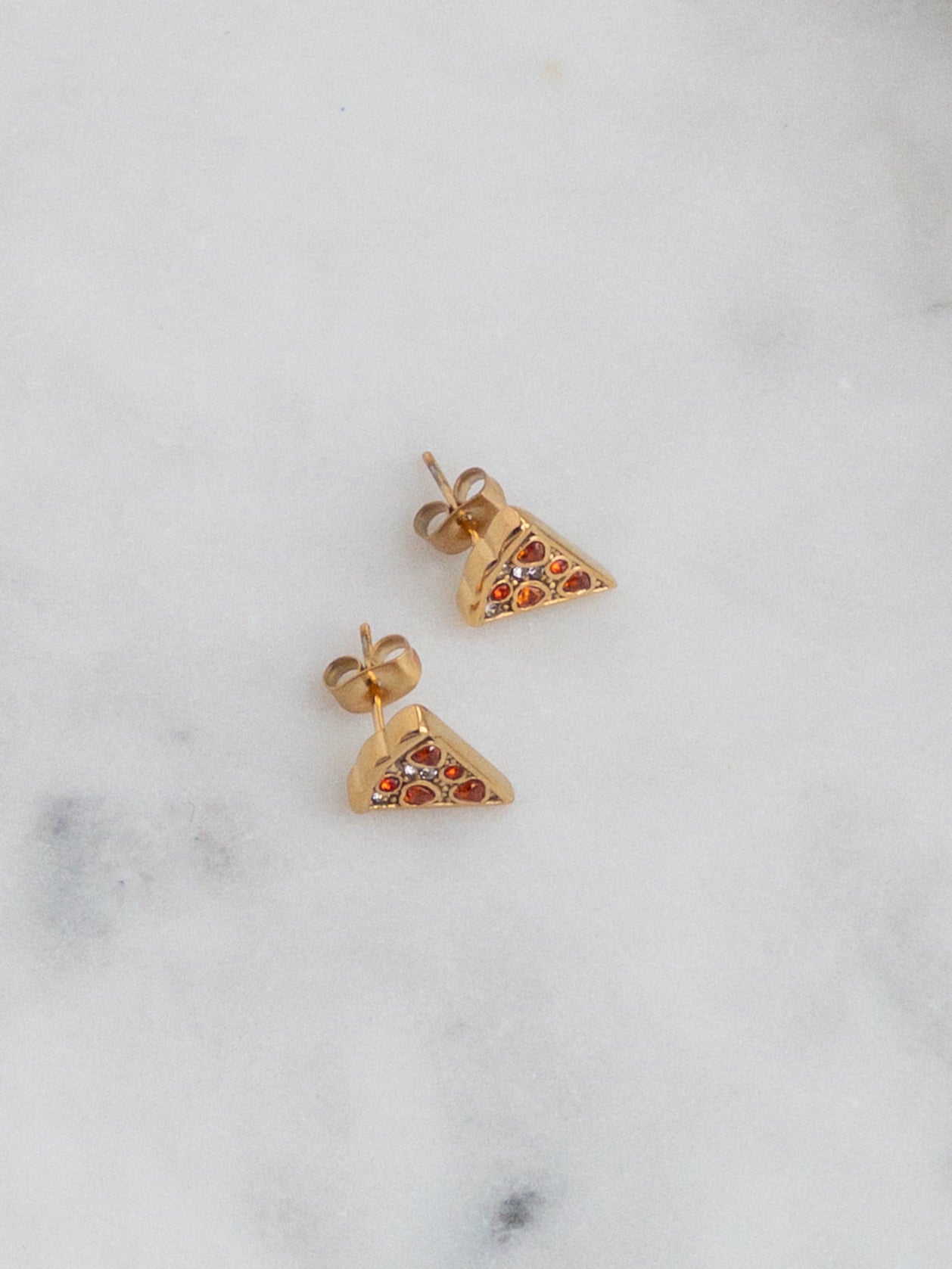 Rhinestone Pizza Earrings