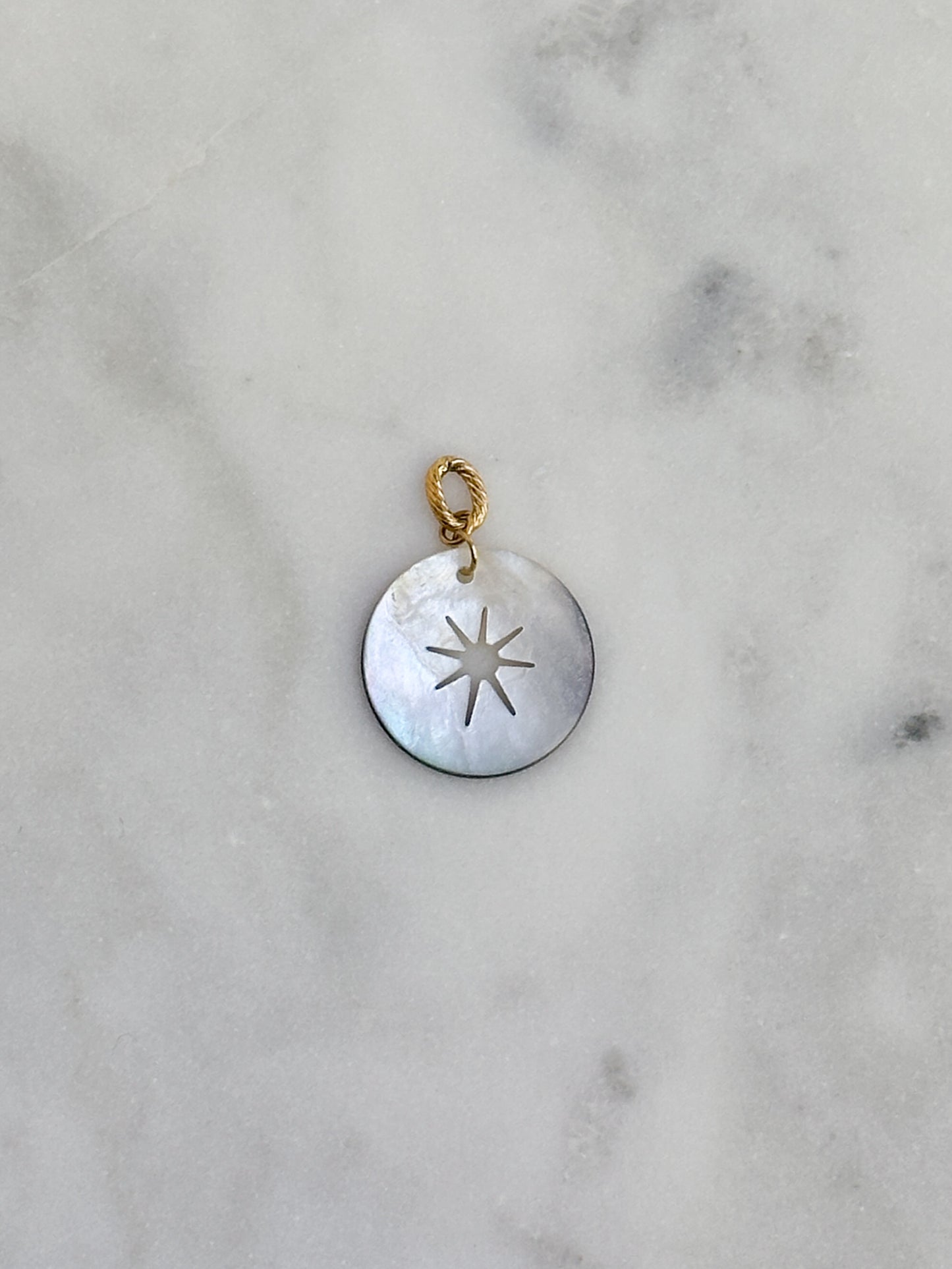Mother of Pearl Star Burst Cutout Disk Charm