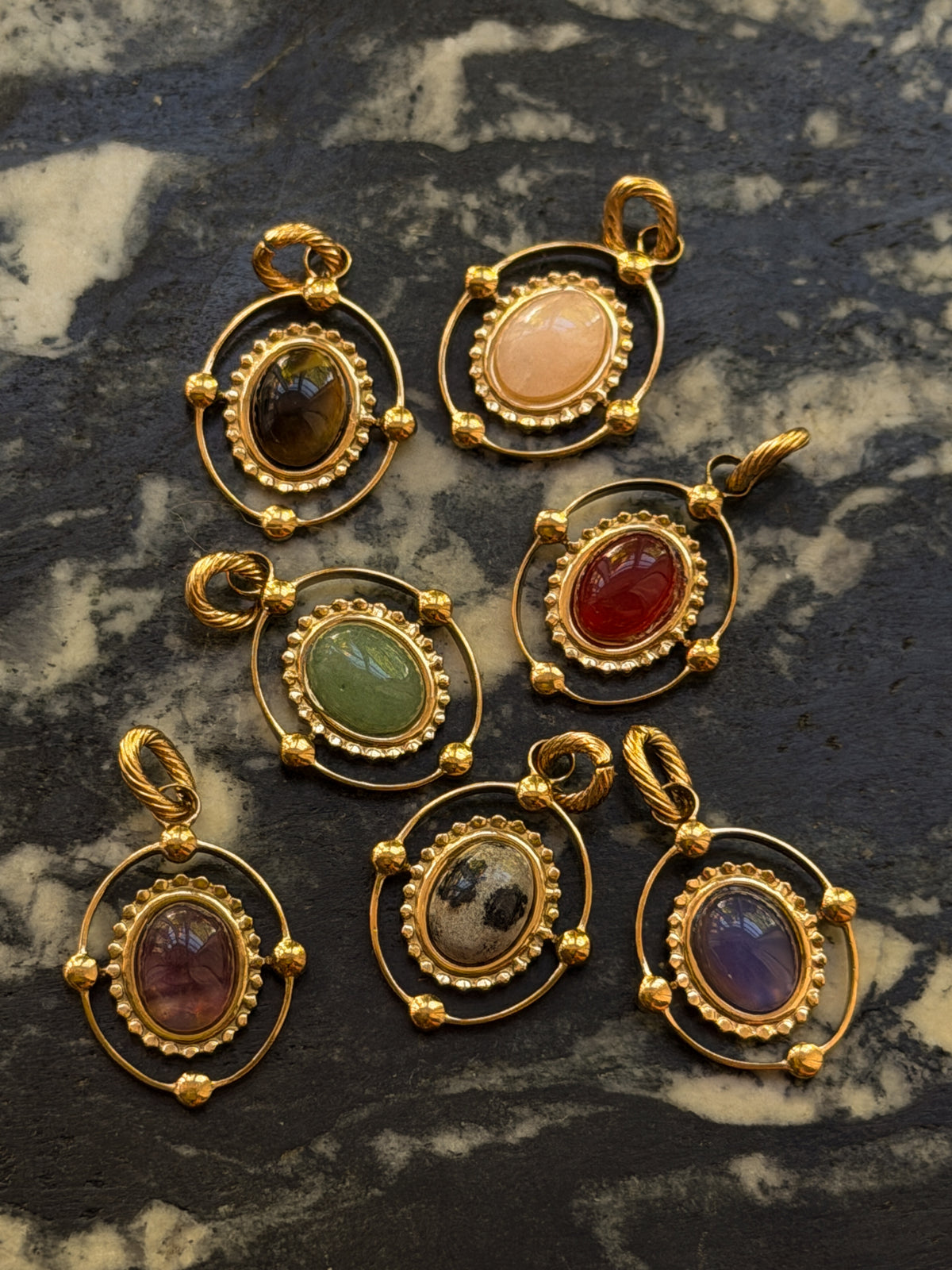 Stone in Oval Pendant Charm
