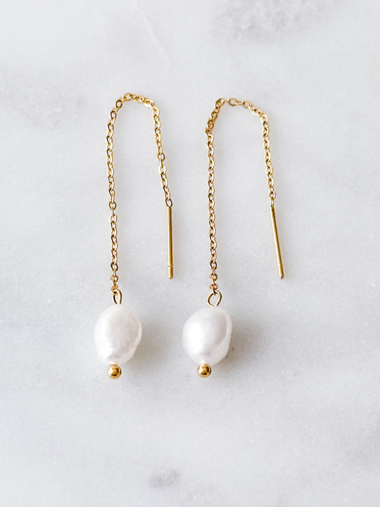 Pearl Threaded Drop Earrings