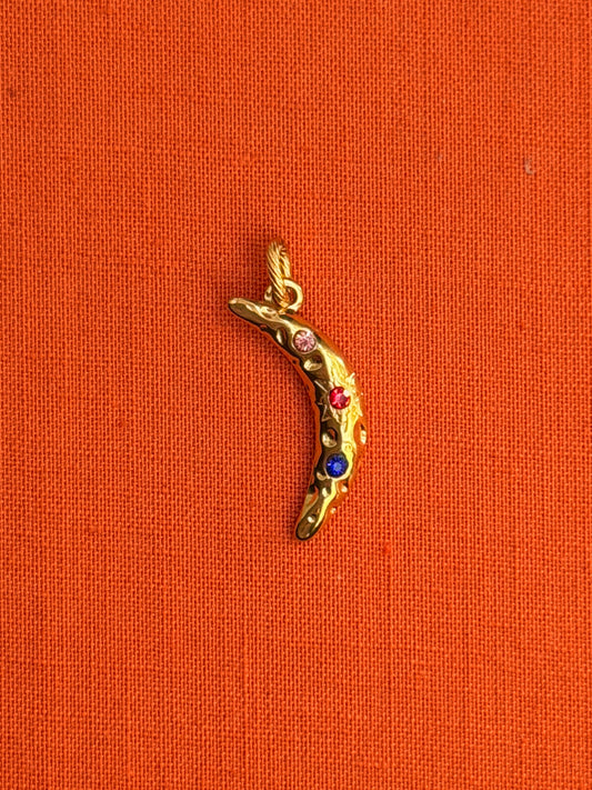 Colorful Rhinestone Crescent Charm