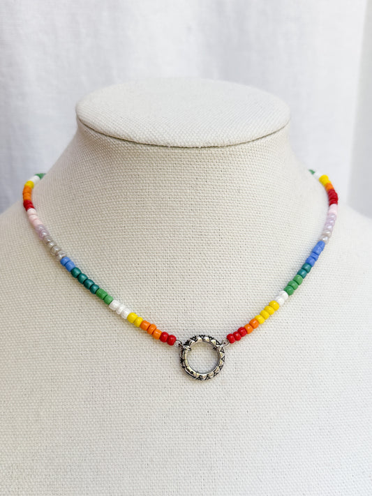 Rainbow Glass Beaded Necklace