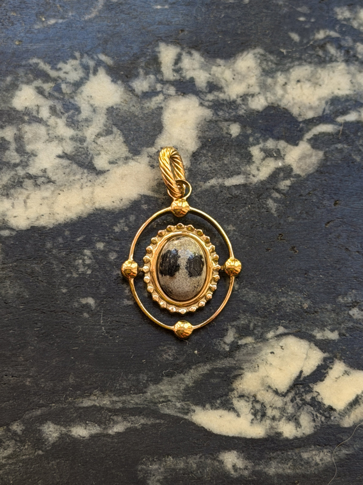 Stone in Oval Pendant Charm
