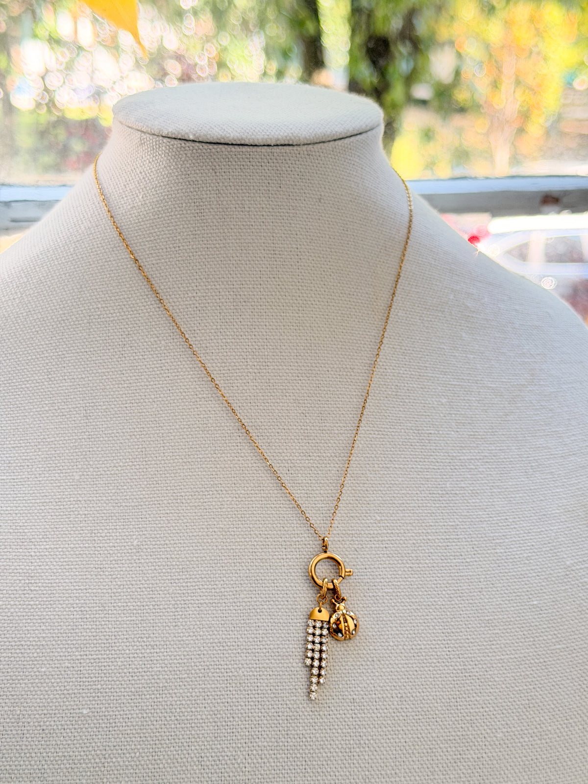 Rhinestone Lady Bug Charm