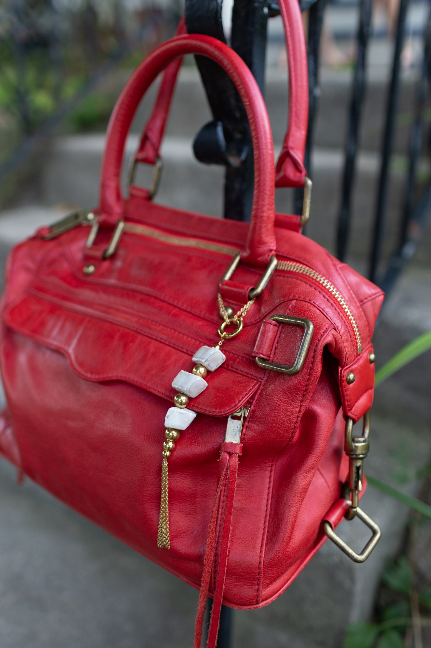 Geometric Ceramic Bag Charm