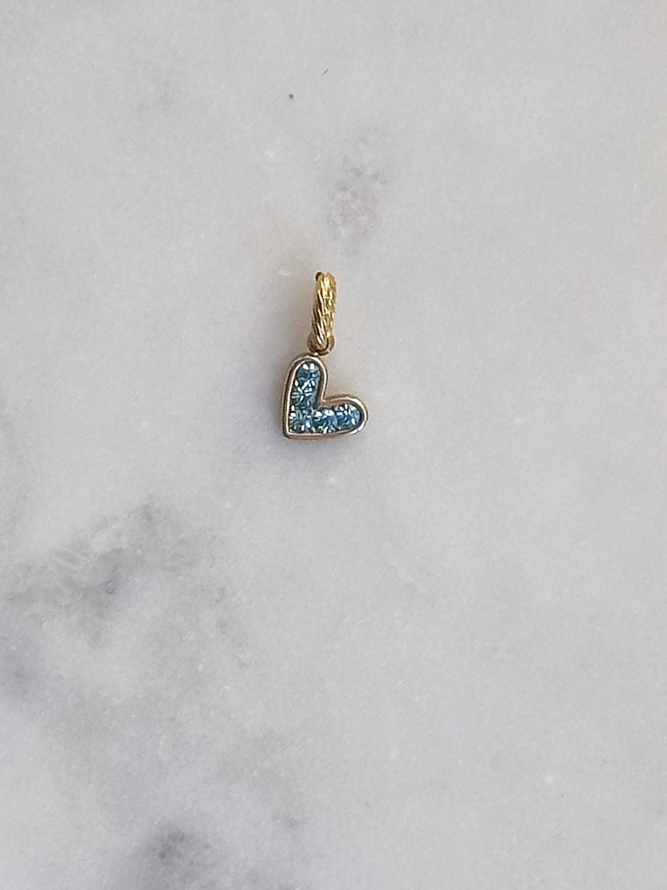 Blue Rhinestone Heart Charm