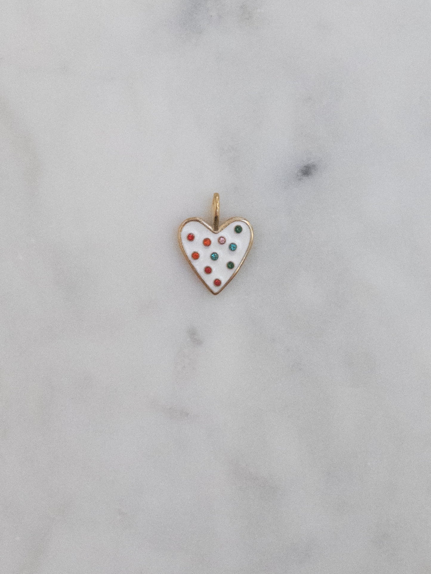 Enamel and Rhinestone Heart Charm