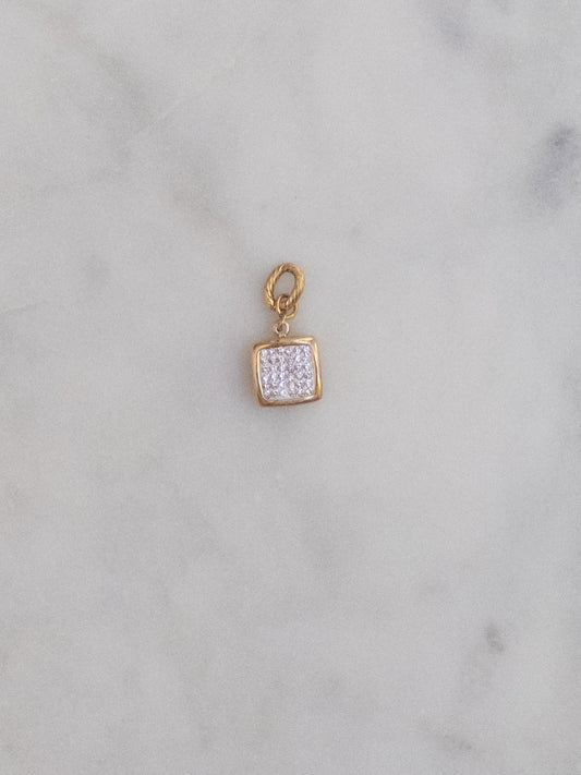 Pave Rhinestone Square Charm