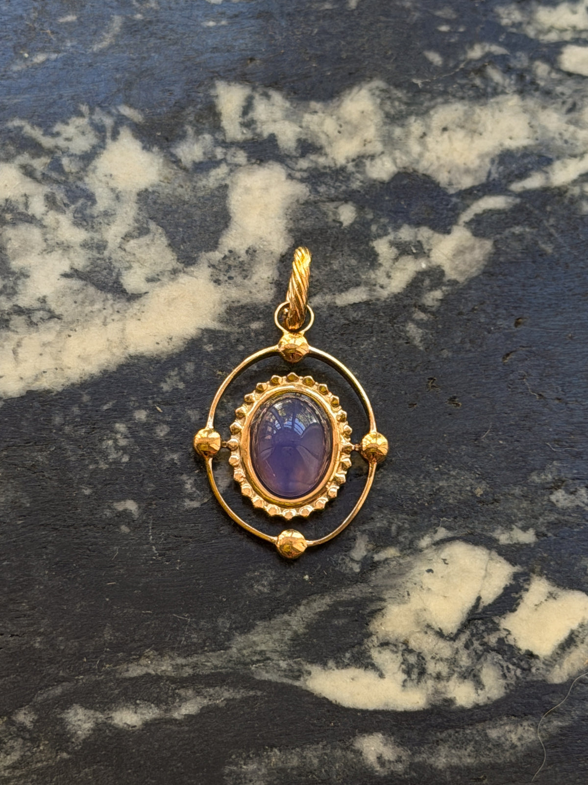 Stone in Oval Pendant Charm