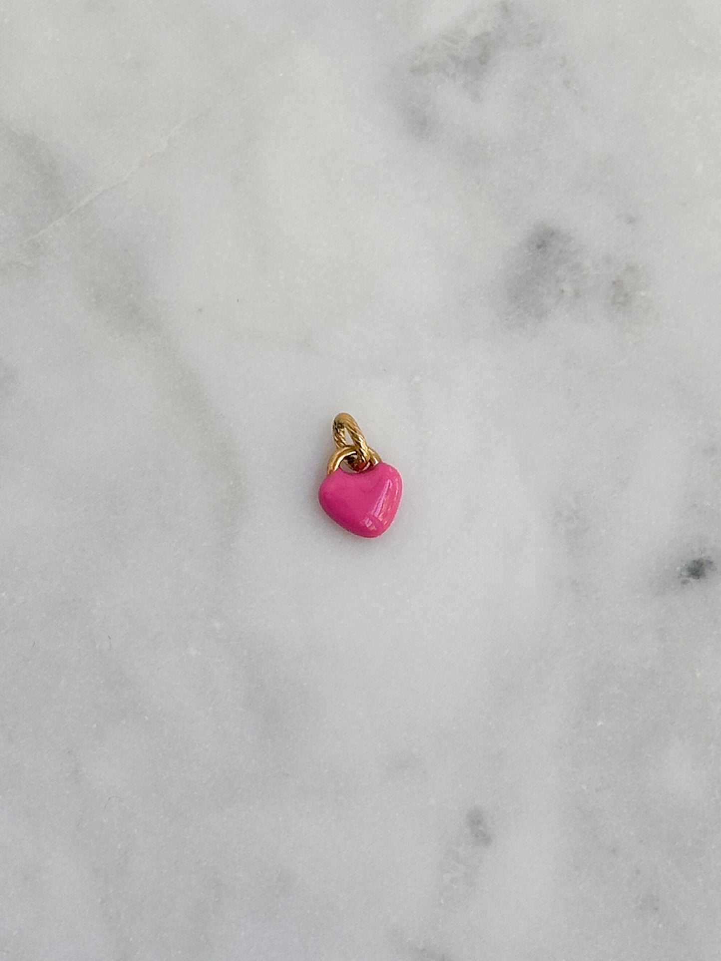 Pink Enamel Heart Charm