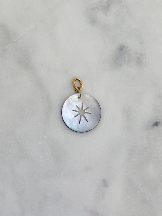 Mother of Pearl Star Burst Cutout Disk Charm