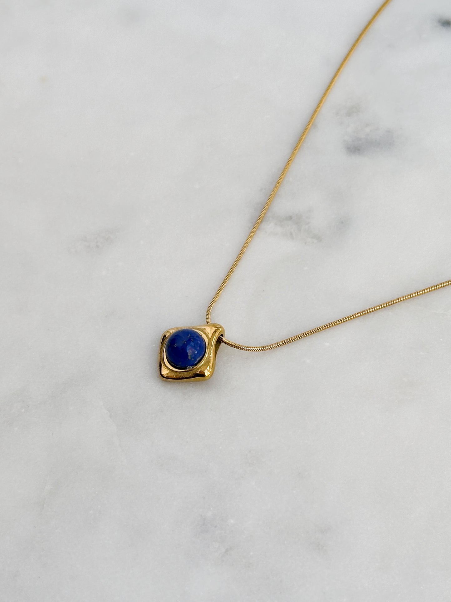 Lapis Lazuli Pendant on a Snake Chain