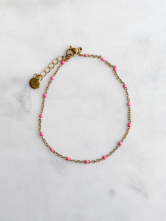 Pink Enamel Satellite Bracelet